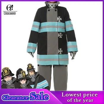 

ROLECOS Fire Force Anime Cosplay Costume Enen no Shouboutai Shinra Cosplay Tamaki Arthur Hat Men Costume Firefighter Uniform