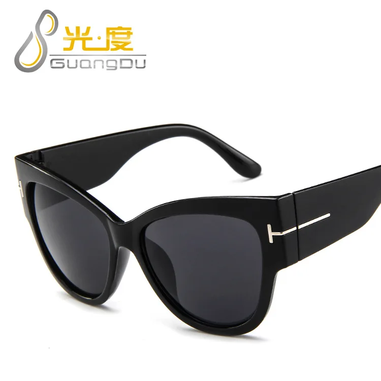 Tom ford TF Солнцезащитные очки женские прозрачные леопардовые негабаритные кошачьи глаза летние оттенки oculos de sol feminino - Цвет линз: black-black