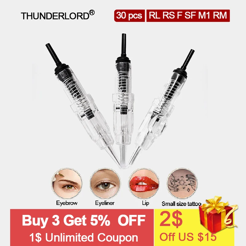 

RL RS SF F MG RM Tattoo Needle 1RL Mix Set Sterilized Permanent Makeup Cartridge Needles Tips For Eyebrow Lip Agulha Easy Click