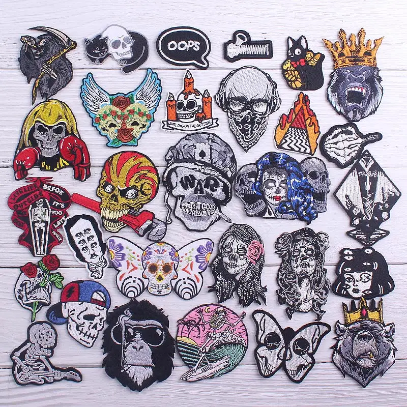 

Punk Ghost Butterfly Patch Embroidery Patches For Clothing Iron-on Patches For Clothes Applique Sewing Gorilla Embroidered Patch