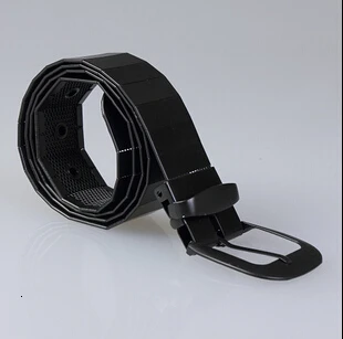 black WKOUD EAM новые модные мужские ремни из металлического сплава металлическая пряжка металлический ремень Золотой Серебряный Черный Мужские и женские ремни аксессуары ZK054 - Цвет: black