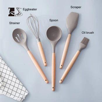 

High temperature resistant silicone shovel spoon strainer eggbeater oil brush scraper for non-stick pan and other kitchenware