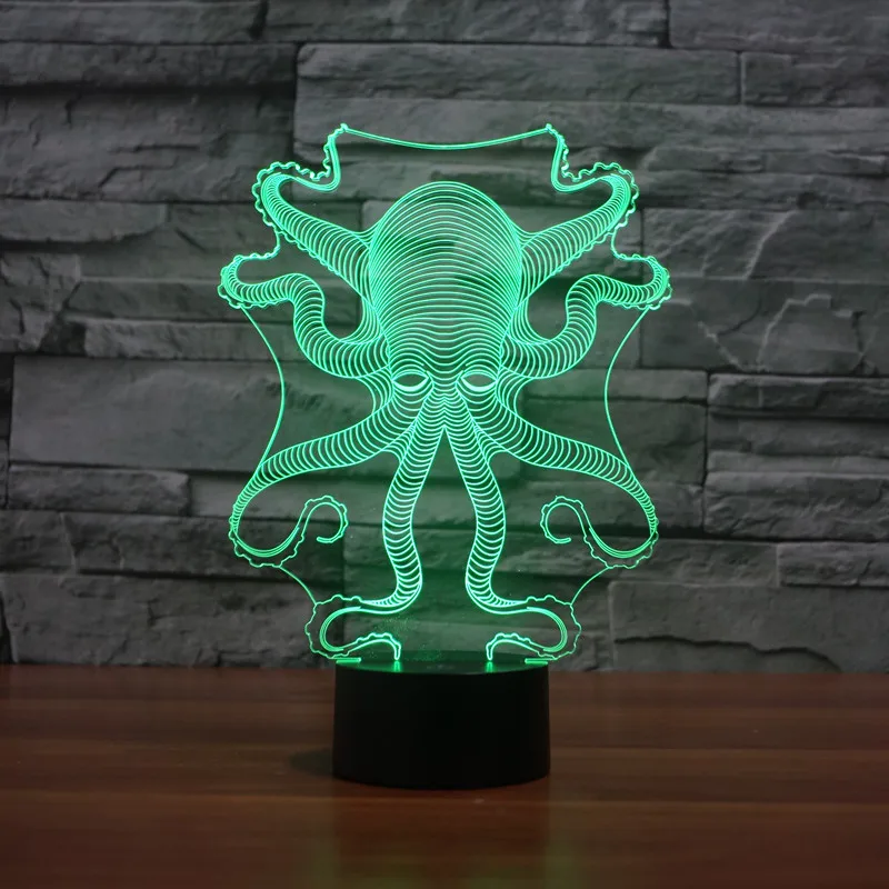 

2019 Foreign Trade New Style Octopus 3D Lamp Colorful Touch Control Charging LED Visual Lamp Gift Decorative Table Lamp 3234