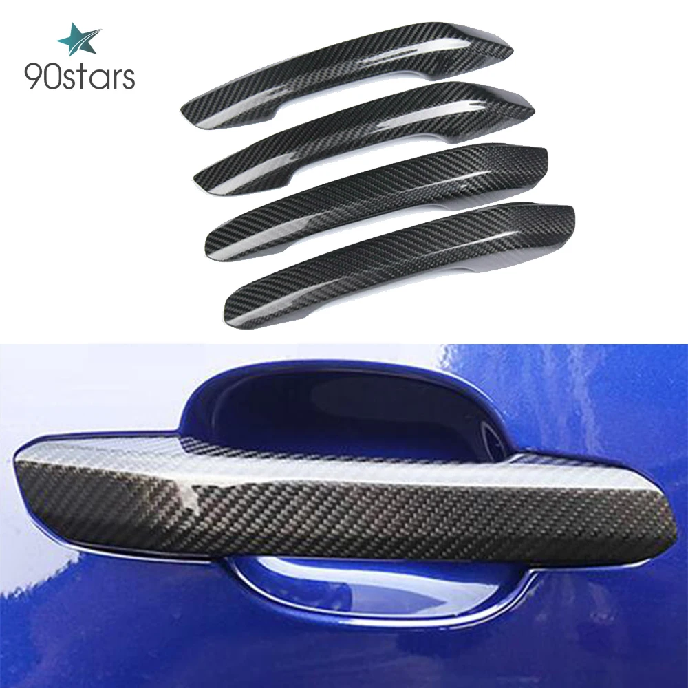 DryCarbonFiberAutoDoorHandleKnobExteriorTrimCoversforAudi