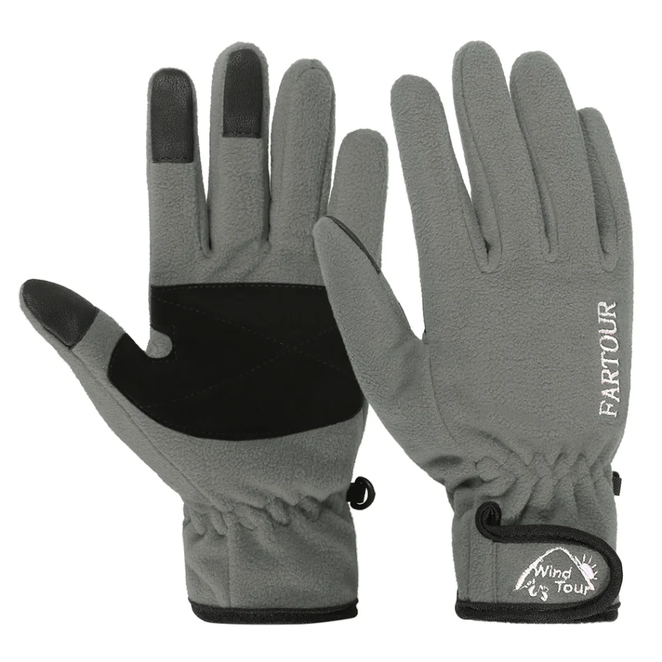 Зимние теплые мягкие перчатки, перчатки для сенсорного экрана, зимние спортивные флисовые перчатки для бега, пешего туризма, катания на лыжах, кемпинга, велосипедных перчаток - Цвет: Серый