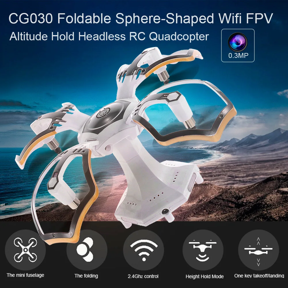 CG030 Foldable 0.3MP Camera Drone Wifi FPV 6-Axis Gyro Altitude Hold Headless RC Quadcopter Mini Drone APP Control RC Dron (2)