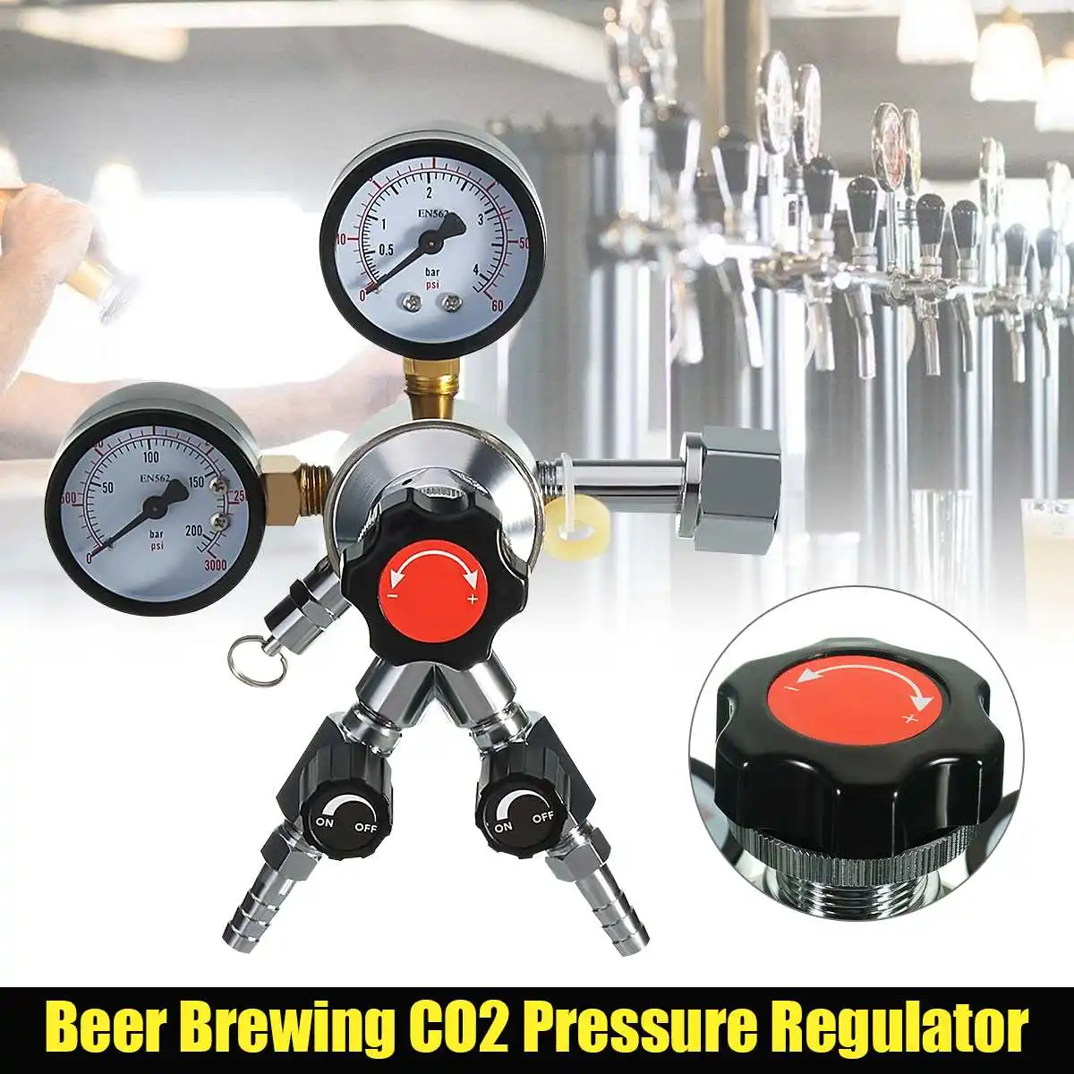 1/" npt сверхмощный двойной Калибр CO2 регулятор для пивоварения Kegerator бар сода