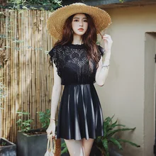 Женский черный цельный купальный костюм с пуш-ап кружевной купальный костюм летнее сексуальное пляжное платье купальник купальные костюмы