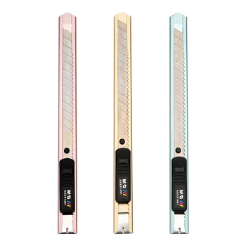 

M&G 3/6/12pcs Cool Metallic Color Mini Utility Knife 9mm Paper Cutter Stationery Knife Stainless Steel Metal Office Craft Box