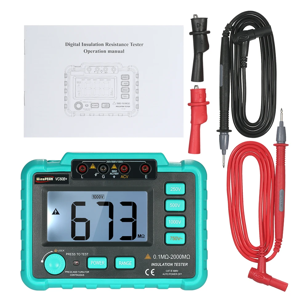 VC60B+ LCD Digital Insulation Resistance Tester Megohm Meter Megohmmeter earth ground resistance tester DC250V/500V/1000V AC750V