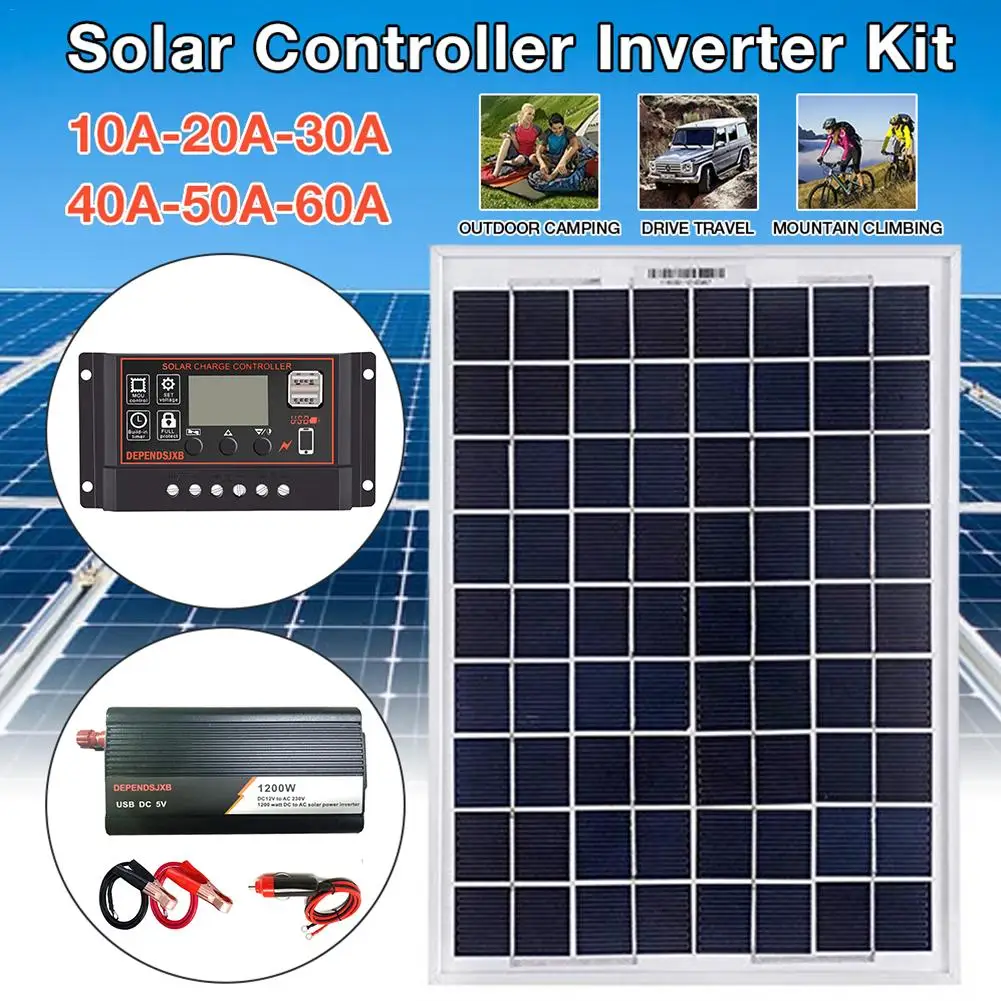 

LCD Controller AC230V 1200W Solar Power System Solar Panel Solar Controller Inverter Set Solar Power Battery