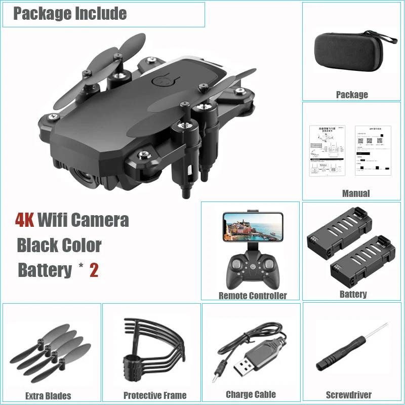 4K Cam Black Bat 2 Складной мини RC Дроны с камерой HD 4K 1080P wifi FPV RC Квадрокоптер Attitude Hold Selife вертолет игрушки для детей дропшиппинг - Цвет: 4K Cam Black Bat 2