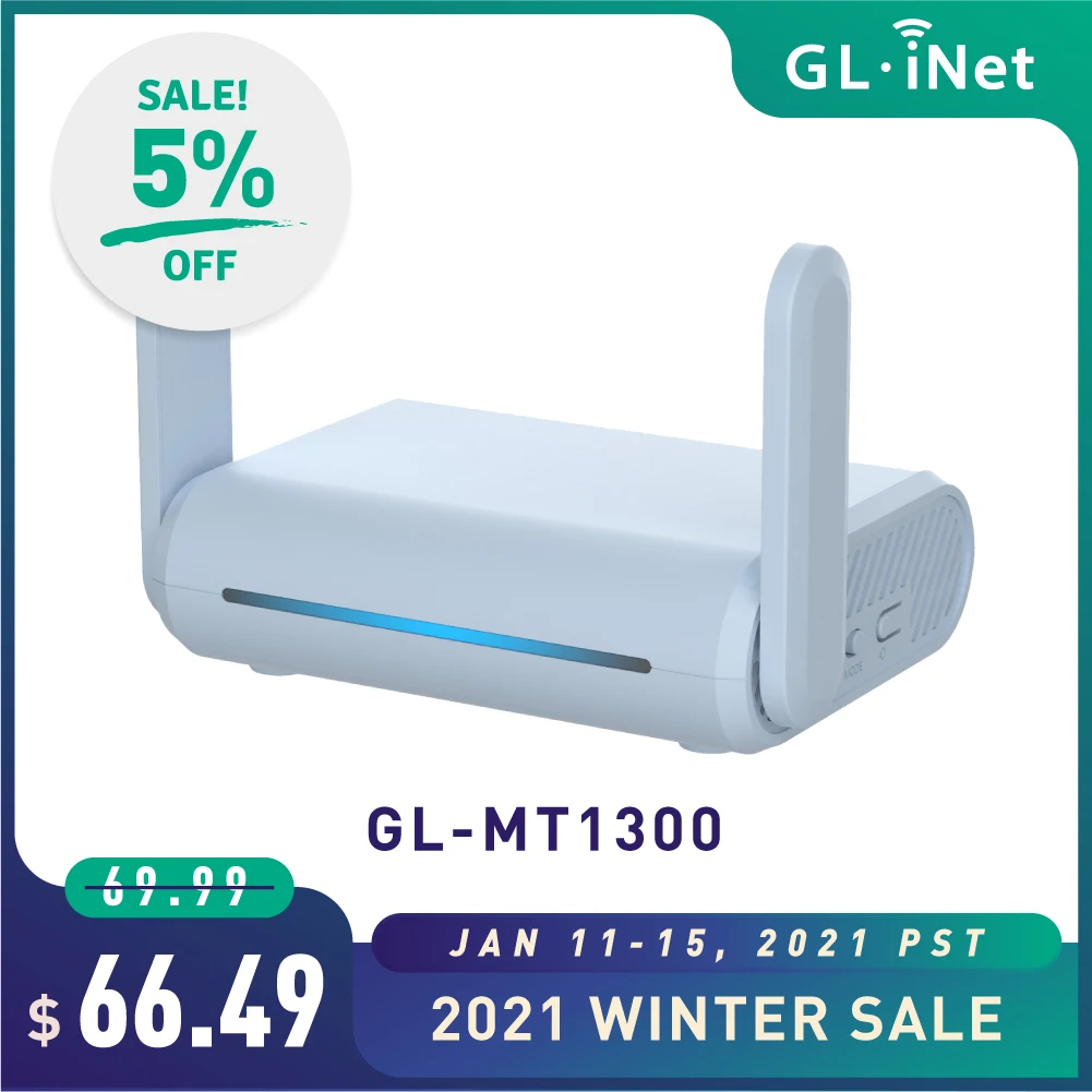 GL.iNet Beryl (GL-MT1300) гигабитный двухполосный маршрутизатор Wi-Fi для путешествий с поддержкой IPv6 OpenWrt LED Предварительно установленсветодиодный GL.iNet Beryl (GL-MT1300) гигабитный двухполосный маршрутизатор Wi-Fi для путешествий с поддержкой IPv6 OpenWrt LED Предварительно установленсветодиодный