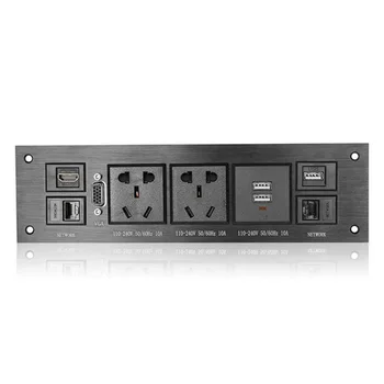 

Desktop Wall Panel Multimedia Aluminium Alloy Power Socket 2USB Charger Ports UK/AU/US VGA NETWORK Extersion Socket For Office