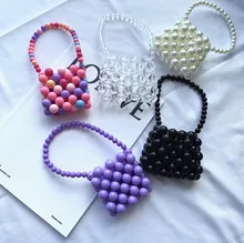 

Vintage Mini Pearl Shoulder Bag for Women 2022 New Lady Brand Hand-woven Beaded Party INS Small Flap Bag Tote Cross Body Handbag