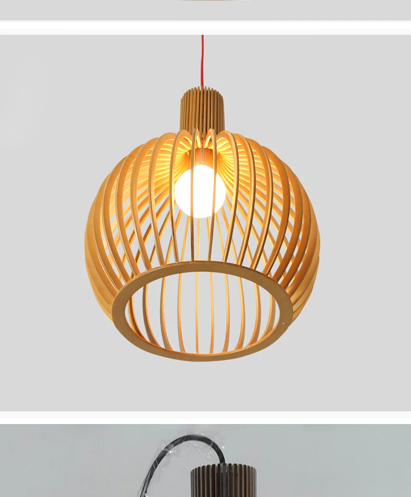 Современный минималистичный подвесной светильник в виде клетки для птиц из черного дерева, подвесной светильник в скандинавском стиле для дома и столовой, креативный E27 светодиодный подвесной светильник