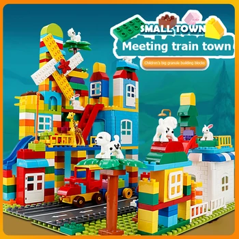 

90-408PCS Big Size Slide Building Blocks Compatible Duploed DIY Bricks Funnel Marble Race Run Big Particle Blocks Toys Gift