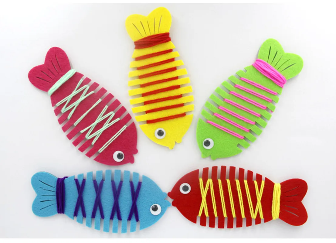 

New Teaching Kindergarten Handmade DIY Montessori Stringing Toys Manual Stringing Fish Baby Early Education Puzzle Learning Toys