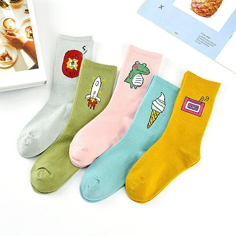5 шт., носки для женщин, harajuku, зимние толстые Носки с рисунком морковки, Хлопковые женские повседневные носки, женские носки унисекс, meias 35-43 - Цвет: Cartoon