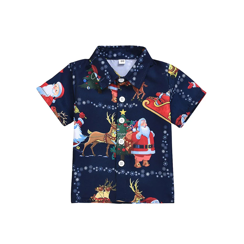 Модная детская одежда для мальчиков; хлопковая Рождественская футболка с короткими рукавами и круглым вырезом для маленьких мальчиков; одежда для маленьких джентльменов; топы; H4