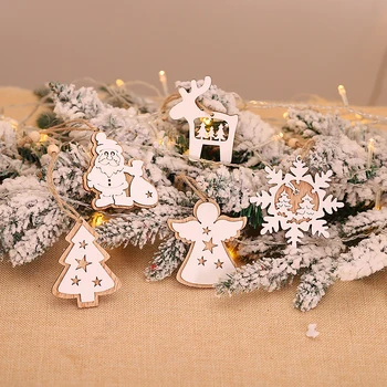 

Printed White Double-layer Wooden Pendant Christmas Tree Christmas Decorations