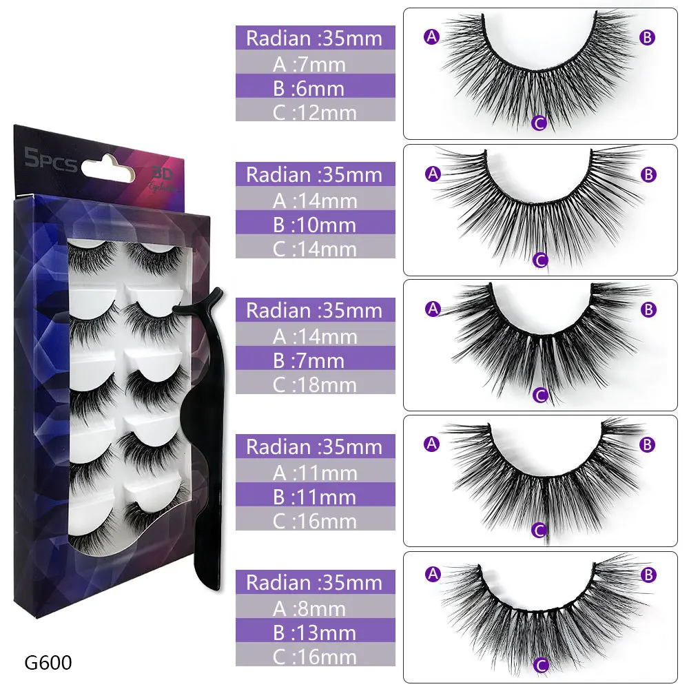 Модные накладные ресницы 3d стерео 5 пар микс модных популярная имитация ресниц G6