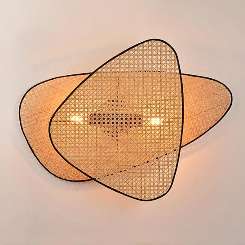 

Японский минималистичный Плетеный настенный светильник из ротанга, татами, индивидуальный домашний декор, настенные бра, прикроватная лампа для спальни, коридора, кафе