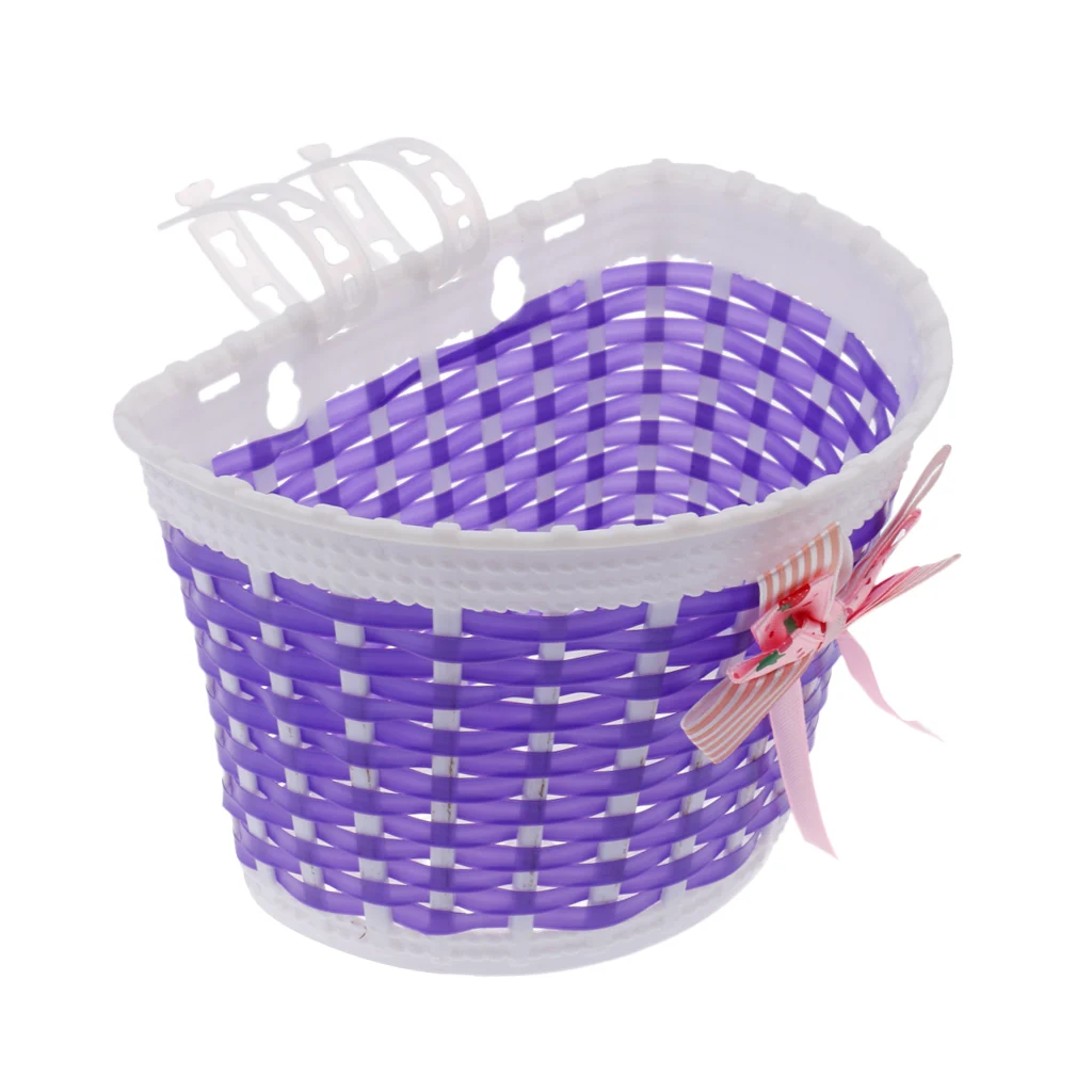 2 Pieces Kids Girls Bike Pannier Bicycle Bowknot Front Basket Shopping Bag Detachable for Children Kids