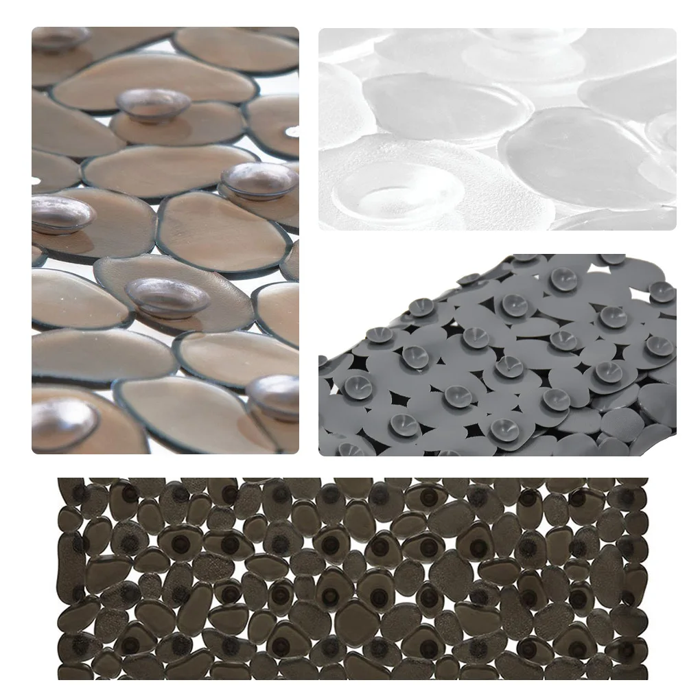 Bathroom Floor Mat Pebble Design Non-slip Square Carpet Bathing Shower Bathtub PVC Pad