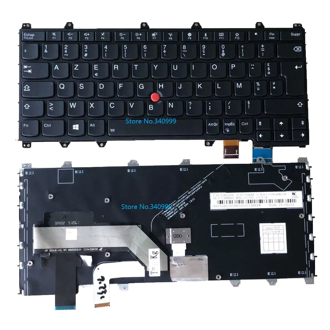 Teclado Francês Azerty para Lenovo Ibm Thinkpad Yoga 370 Retroiluminado Novo