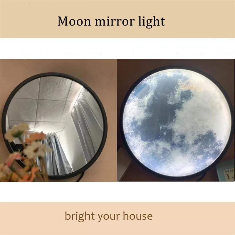 2021 Dropship Step Dimming LED Moon Mirrors Lamp Smart Night Light Cosmetic Makeup Mirror Bedroom Bathroom Dressing Table Decor | Лампы и
