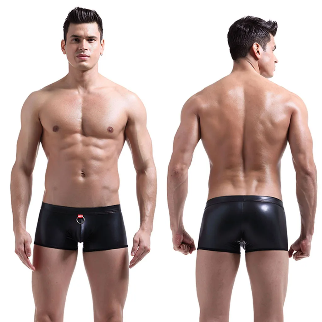 Мужское нижнее белье трусы с металлическим кольцом мужское кожаное Cueca Masculina