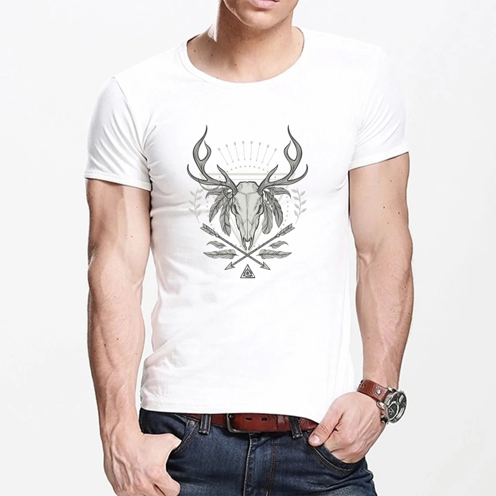 

Summer T Shirt Men Harajuku Abstract Tibetan antelope Funny Print Tee Tops Short Sleeve male T Shirt Casual male Clothes