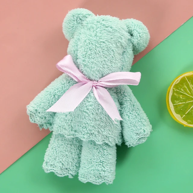 NEW Coral Velvet Bear Shape Hand Towel Face Washing Towel Super Absorbent Comfort Towels Baby Shower Party Wedding Gifts 35x75cm green