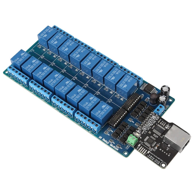 

HHO-Ethernet Control Module Lan Wan Network Web Server RJ45 Port 16 Channel Relay Is Ethernet Controller Board.RJ45 Interface