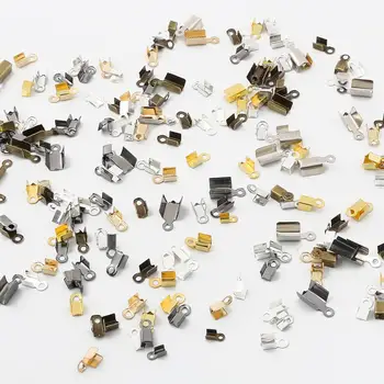 

200pcs Cove Clasps Cord String Leather Clip Tip Fold Crimp Connectors Fastener End Bead Caps For Jewelry Making DIY Bracelet