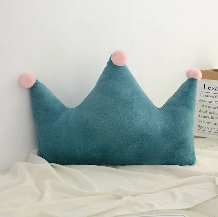 Green Crown L Size Геометрический принт короткая плюшевая подушка для сиденья PP Хлопок ядро вышивка «звёздочки» или «бриллианты» Игрушечная Корона кукла диванная подушка для дома украшения мягкое сиденье автомобиля подушки - Цвет: Green Crown L Size