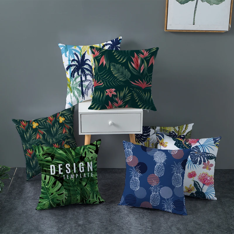 

FANLUS Tropical Leaf Cactus Monstera Cushion Cover Polyester Throw Pillows Sofa Home Decor Decoration Decorative Pillowcase