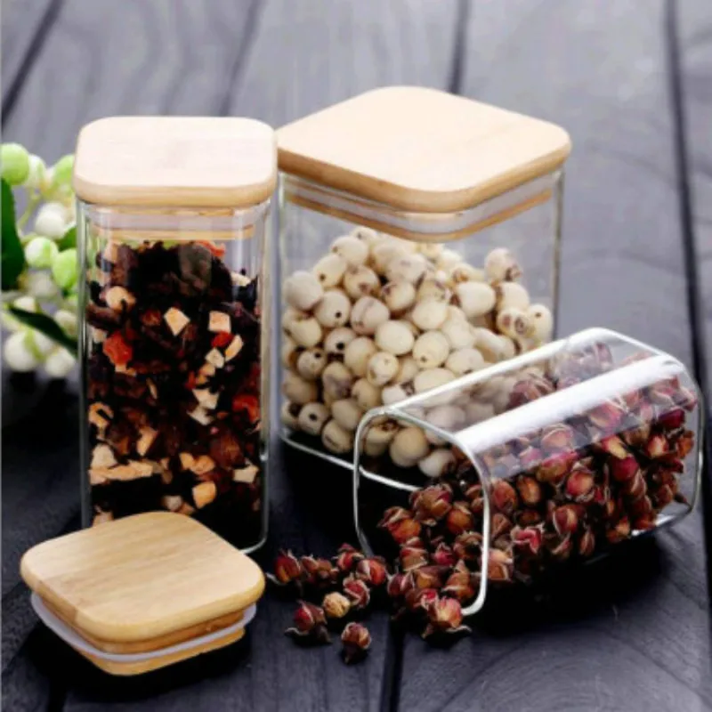 

Square Storage Tank Factory Direct Supply Four Square Kitchen Glass Storage Tank Grain Storage Tank Glass Tea Can Containers