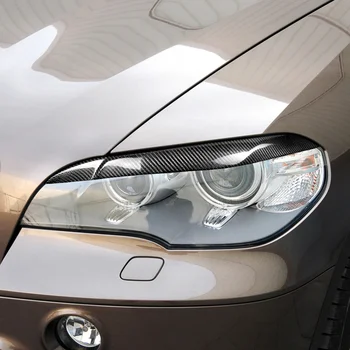

2pcs Vehicle Car Carbon Fiber DIY Headlights Eyebrows Eyelids Trim Sticker Car Styling Accessory