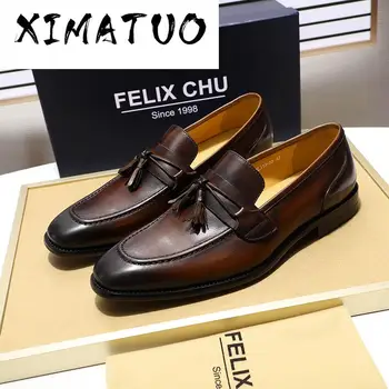 

Mens Tassel Loafers Italian Dress Casual Loafer for Men Slip-on Wedding Party Shoes Men's Leather Shoes Black Brown