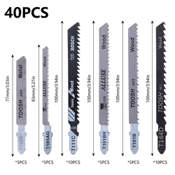 40pcs Jig Saw Blade Jigsaw Blades Set Cutting Tool Kits Metal Steel Jigsaw Blade Set for Wood Plastic Woodworking Tools Cutting