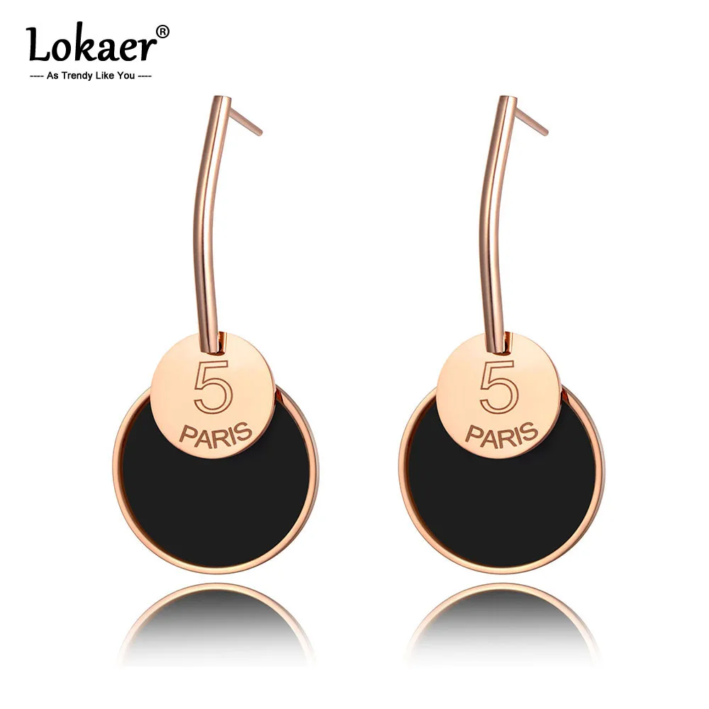 Lokaer, классические двойные круглые серьги-гвоздики диски из нержавеющей стали для женщин и девушек, трендовые акриловые серьги E19249