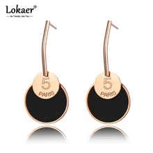Lokaer, классические двойные круглые серьги-гвоздики диски из нержавеющей стали для женщин и девушек, трендовые акриловые серьги E19249