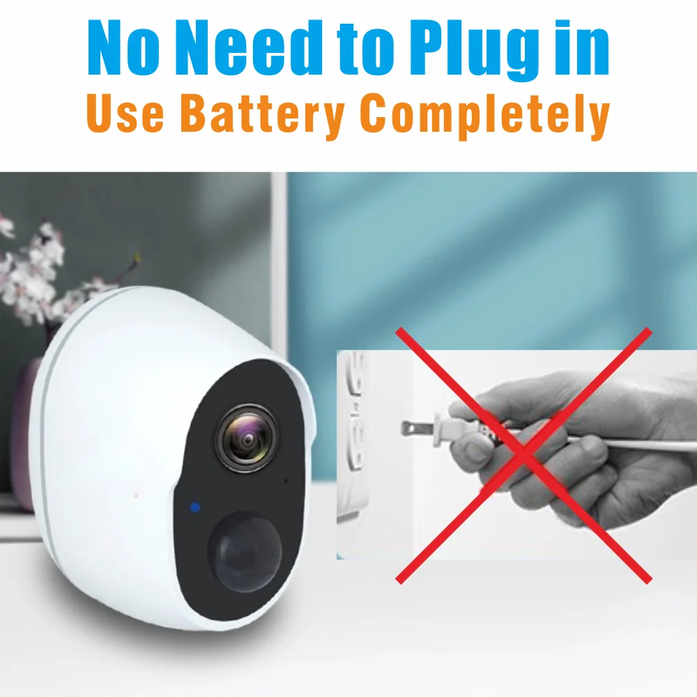 Low-power 18650 Battery WIFI indoor wireless night vision cctv mini camera