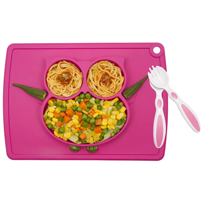 Qshare Baby Dishes Plate Spoon Set Owl Silicone Plate Baby Tableware Assiette Bebe Tray Placemat Kids Food Feeding Baby Set Bowl Aliexpress Mother Kids