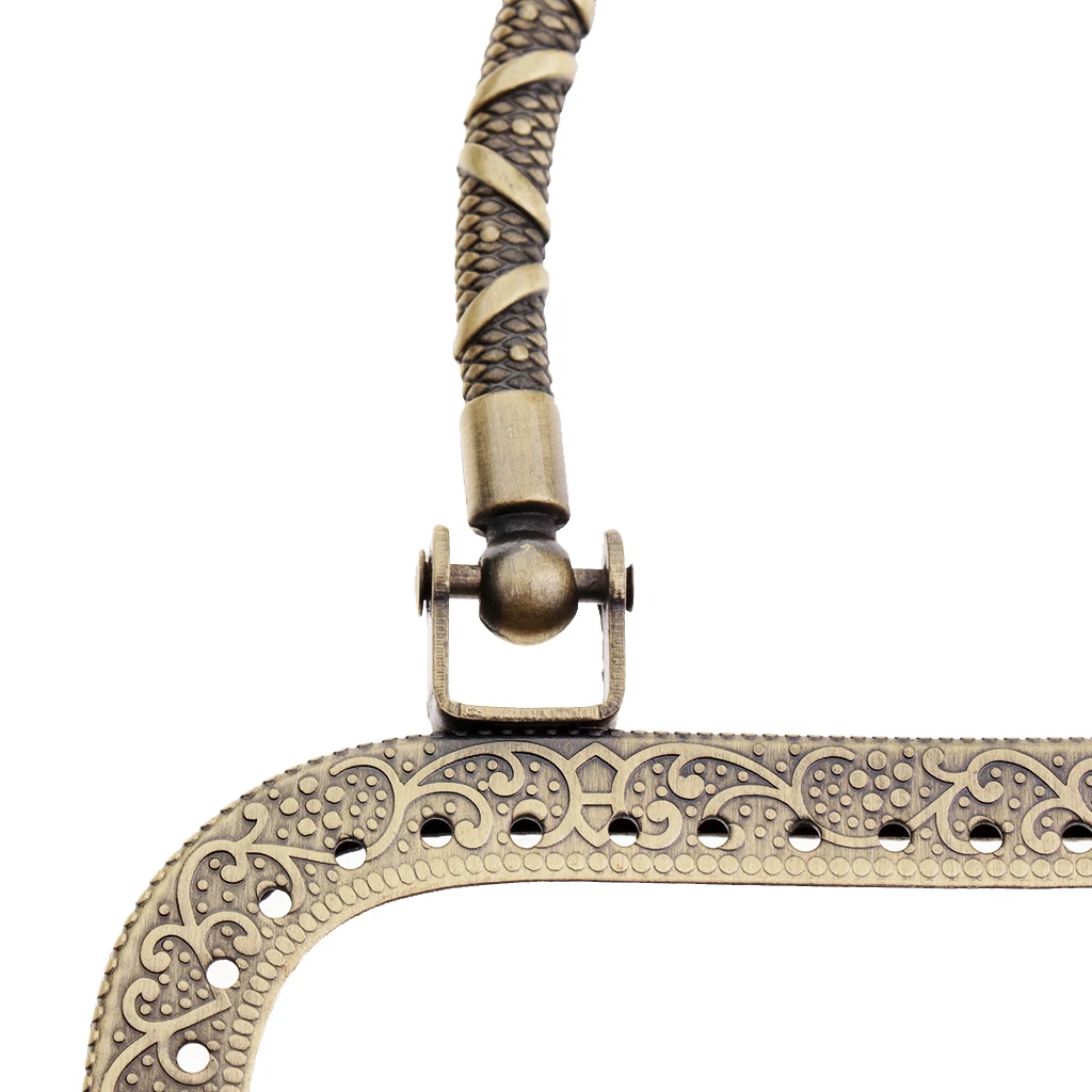 Retro Square Metal Embossed Purse Clutch Bag Handle DIY Craft Frame Kiss Clasp Lock 16.5cm