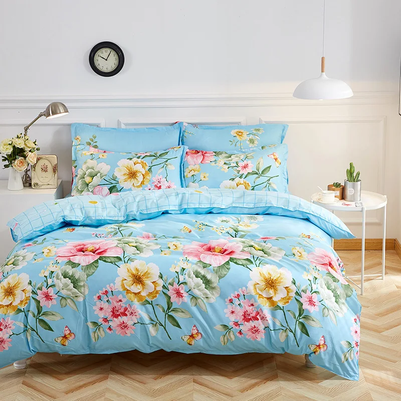 

Flower bedding set Green Tree bed linens leafs duvet cover set flat sheet +duvet cover+ pillowcase plant bed sets home bedding
