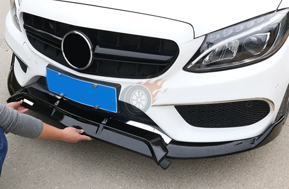 3 шт передний бампер для Mercedes W205 C Класс C200- дополнительная защита Спорт издание углеродное волокно вид ABS передний бампер