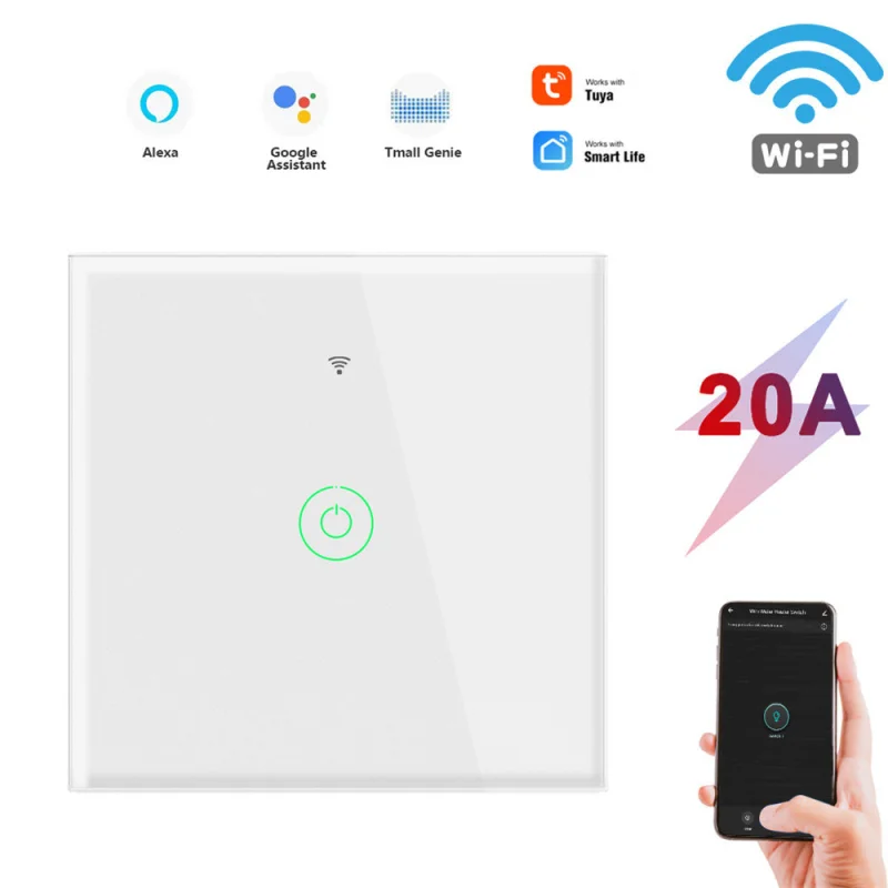 Tuya ЕС Wi-Fi котел сенсорный настенный выключатель 20A 4400w с таймером Функция
